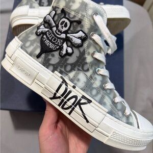 Dior Gray and White High-Top Sneakers